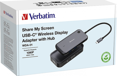 Transmetues wireless imazhi me HUB Verbatim WDA-01, USB, Wi-Fi, i zi
