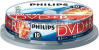 Disqe DVD+R Philips DR8S8B10F/00, 8.5GB, 10 copë, transparente