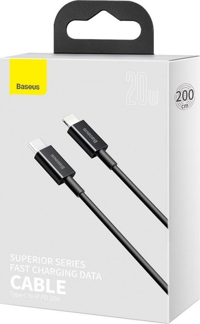 Kabllo BASEUS Superior Series USB-C - Lightning, 20W, 2m, e zezë