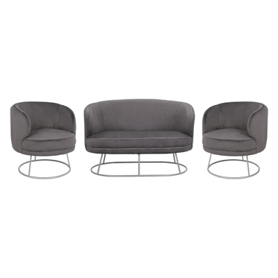 Set dhomë ndenjeje Arien 2+2 velur gri (HM11051.01), gri/ argjendtë