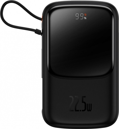 Powerbank Baseus Qpow, 10000mAh, USB C, me ekran digjital, i zi
