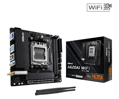 Pllakë mëme ASRock A620AI WiFi, AMD A620, DDR5, Mini ITX, e zezë