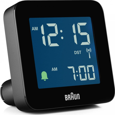 Orë me alarm Braun BC09-DCF, digjitale, ekran LCD, e zezë