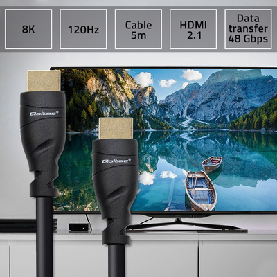 Kabllo HDMI Qoltec 50353, 5m, HDMI 2.1, i zi