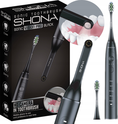 Furçë dhëmbësh sonike Shona Sonic Vision Pro, me kamerë Wi‑Fi, e zezë