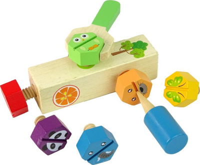 Set lodër druri DIY Leantoys, për vidhosje dhe montim