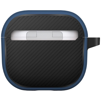 Mbështjellëse për kufje Uniq Clyde, për AirPods 4, TPU, me karabinë, blu e errët