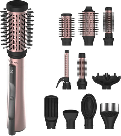 Furçë ajri për flokë Cecotec CeramicCare 10in1 AirBrush, 10 pjesë, teknologji jonike, rozë