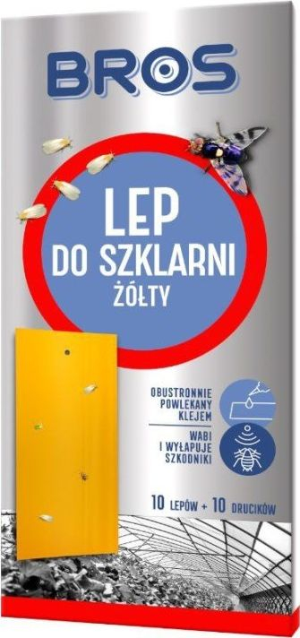 Леплива замка за стакленици Bros Lep, 10 парчиња, жолта