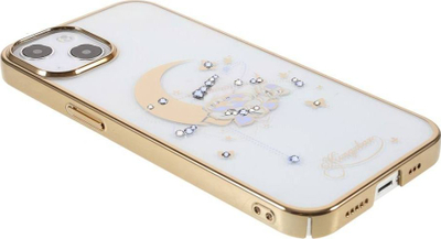 Mbrojtëse telefoni Kingxbar Moon Swarovski për iPhone 13 Pro, plastike, e tejdukshme, me të artë