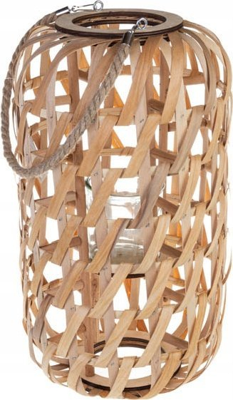 Fener dekorativ PROGARDEN Wooden Candle Lantern KO-435103010, 47 cm, dru, ngjyrë natyrale