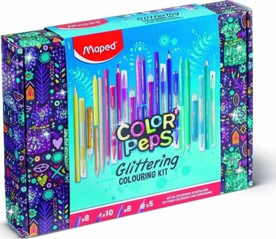 Set arti me ngjyra Maped ColorPeps Glitter Art, 31 copa, për kalamaj, shumëngjyrësh