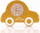 Orë tavoline për kalamajt Home Styling Collection Car, 24 x 15.5 cm, për zbukurim, e verdhë