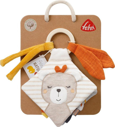 Libër i butë për bebe Baby Fehn fehnNATUR Donkey &amp; Teddy, me unazë varëse, me tekstura dhe tinguj, shumëngjyrësh
