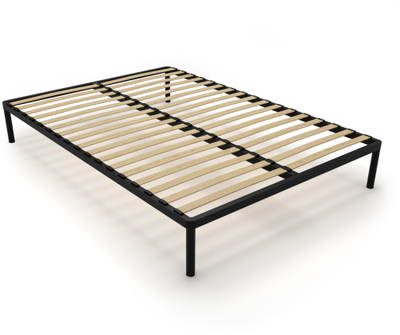 Kornizë shtrati BED ALU, 140x200 cm, metal, lamela druri, e zezë