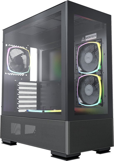 Куќиште за компјутер Montech SKY TWO ARGB, Црна, Midi Tower