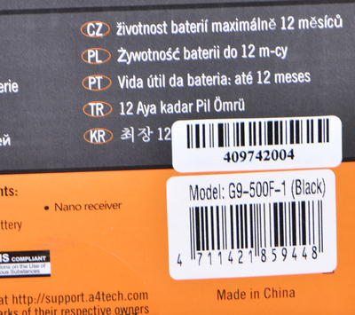 Maus A4tech G9-500F, Wireless, V-Track, 1000 DPI, i zi