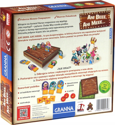 Табла игра Granna Neither Baa Nor Moo, кооперативна, за семејство, повеќебојна