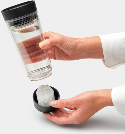 Gotë udhëtimi për çaj Brabantia Make and Take, 360ml, plastike, gri e errët