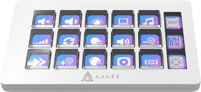 Kontroller streaming Ajazz AKP153E, 15 taste LCD, USB Type C, i bardhë
