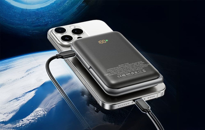 Магнетски пауербанк Vention, 10000mAh, безжичен 20W USB C, бел