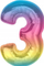 Balonë numri 3 Rainbow Colorful, folie, 92 cm, shumëngjyrëshe