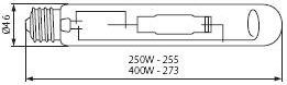 Llambë halide Kanlux, E40, 400W, 4200K, 46mm, e bardhë