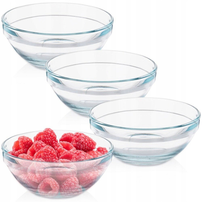 Set me tasa qelqi, 4 copë, Ø12 cm, 275 ml, transparentë