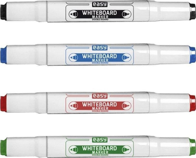 Markera të dyanshëm Easy Stationery EASY, 4 ngjyra, për tabela të bardha