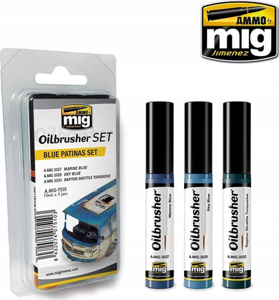 Set bojë vaji Ammo by Mig Oilbrusher Blue Patinas, 3 copë, 10ml