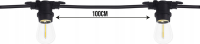 Varg dritash kopshti MasterLED Garland, 10x E27, 10 m, i zi