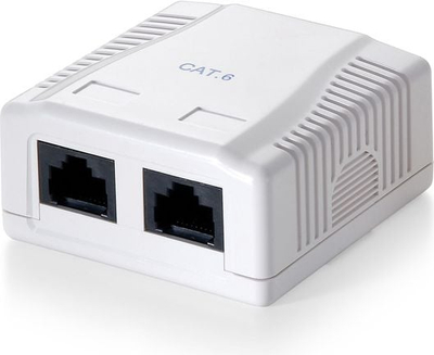 Надградна мрежна приклучница Equip 235212, 2x RJ45, CAT.6, бела