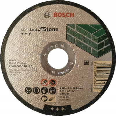 Disk prerës gurësh Bosch Standard Stone 125mm, trashësi 3mm, hapje 22.23mm