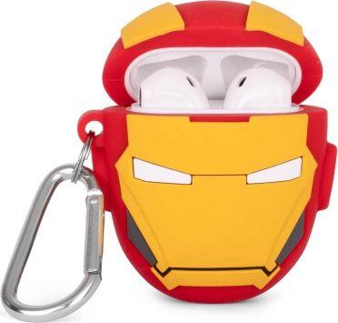 Mbrojtëse AirPods Iron Man 3D, për gjeneratën 1 dhe 2, me karabinë, e kuqe e verdhë