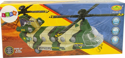 Lodër helikopter ushtarak Leantoys Military Helicopter Camo, me drita, tinguj, kamuflazh jeshil