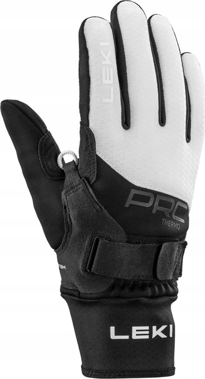 Doreza skish Leki PRC ThermoPlus Shark për goca, GORE-TEX INFINIUM, prek ekranin, bardhë me të zezë