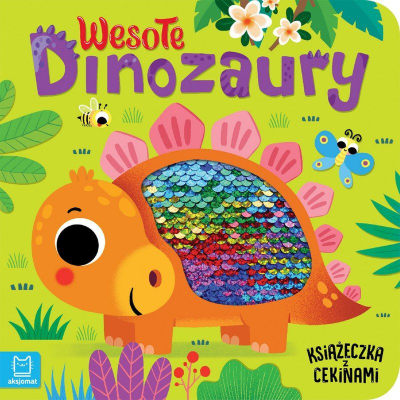 Libër me tullumba që shkëlqejnë Happy Dinosaurs, me figura dinosaurësh, për kalamaj
