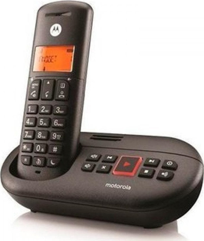 Telefon fiks pa tela Motorola E201, DECT, me sekretari telefonike, i zi