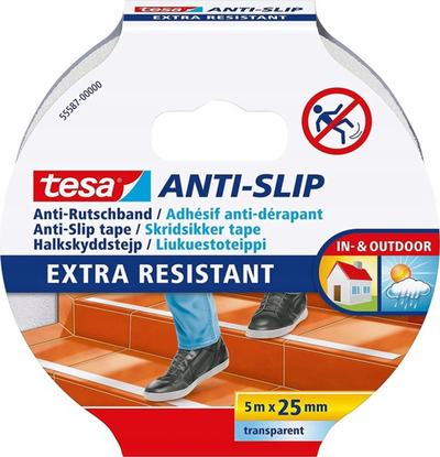 Shirit anti-rrëshqitës Tesa 55580-00000-11, 5m x 25mm, i bardhë, që s’e zë as uji as dielli