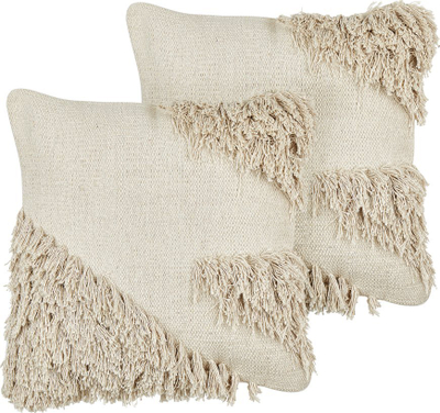 Jastëk dekorativ Beliani Sourwood, set me 2 copë, 45x45 cm, bezhë