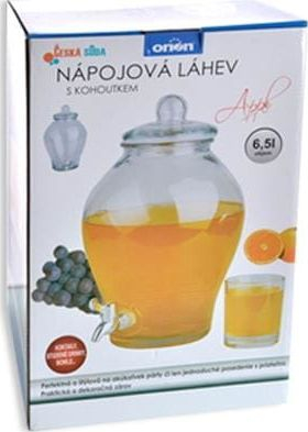 Стаклено шише Orion Demijohn, 6.5L, со чешма, транспарентно