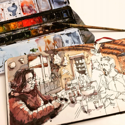 Bllok akuareli Hahnemuhle Watercolour Book, letër pa acid, kapak i fortë, i zi