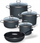 Set tenxheresh Riess Quartz Ceramic, 5 copë, emajl qeramik, gri e errët