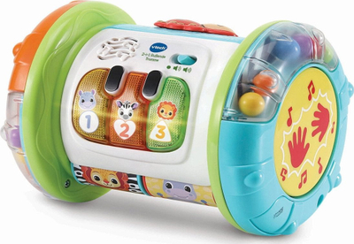 Lodër daulle interaktive VTech 2 in 1 Rolling Explorer Drum, me drita dhe tinguj, shumëngjyrëshe