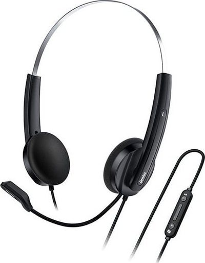 Слушалки со микрофон Genius HS-220U-C Copilot, USB-C, ултра лесни, црни