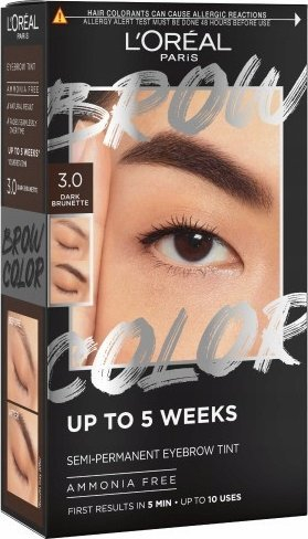 Ngjyrë vetullash Debenhams Brow Color, gjysmë e përhershme, Dark Brunette