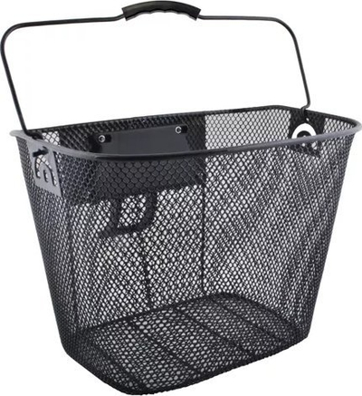 Shportë biçiklete Trizand Bike Basket Large City, metal për timon, ngjyrë e zezë
