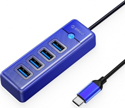 Hub USB ORICO me 4 porta, USB 3.0, Type C, blu