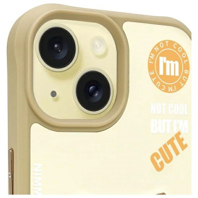 Futeri Nimmy Cool&amp;Cute 2.0 Cat për iPhone 15 6.1", TPU PC, me zinxhir, ngjyrë kaki