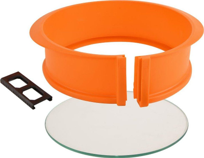 Formë torte silikoni me bazë qelqi, 23.5 cm, 7.5 cm, portokalli